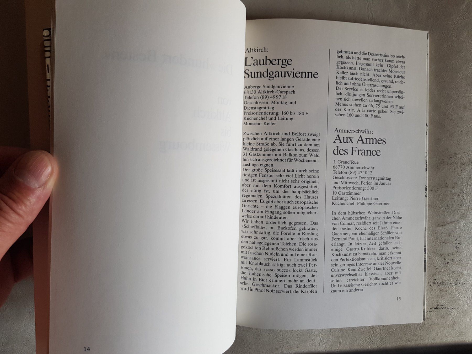 Bücher: Elsässer Restaurants Maurice Roeckel 1984 – Gebraucht aus Walterswil BE von Lonitti 7