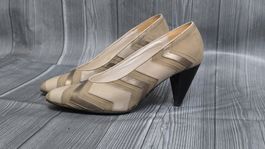 💞​ ROBERTO SANTI Echtleder Pumps - 37 - Beige / Gold