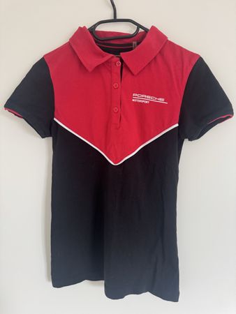 Unisex Porsche Motorsport Polohemd rot/schwarz Grösse XS