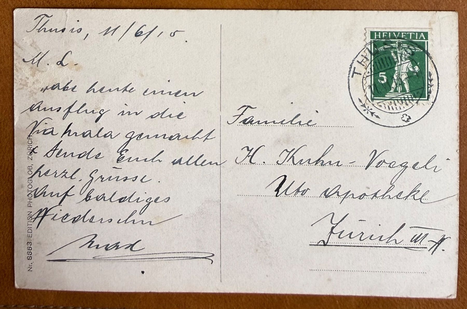Cartoline postali: Thusis - Panorama. 1915 – Usato da Lutry venduto da Ediego 1