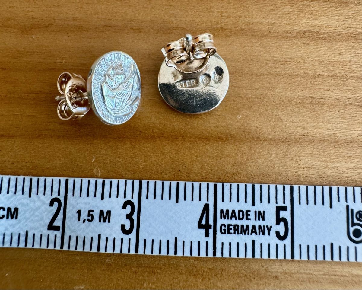 Ohrringe & -stecker: Silber Ohrstecker Indianerkopf, runde Buttons 9.5 mm – Neu (gemäss Beschreibung) aus Rüti ZH von MapleLeaf62 2