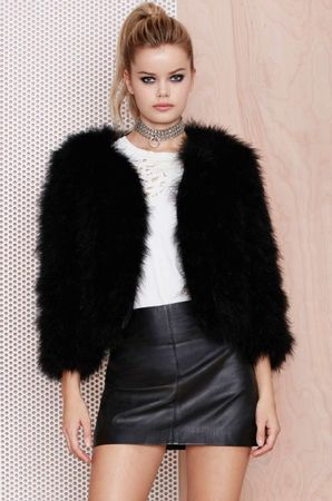 🤩MANGO KUNSTPELZ-JACKE SCHWARZ NEU