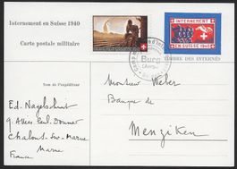 1940: Carte - entier Internement en Suisse