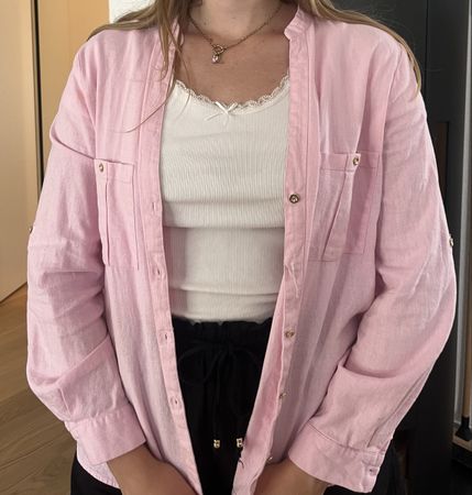 Rosa Leinen Bluse von Zara Grösse M