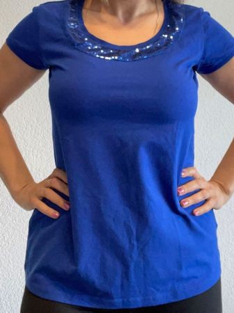 Blau T-Shirt XL 42 royal damen edel Business Basic 205