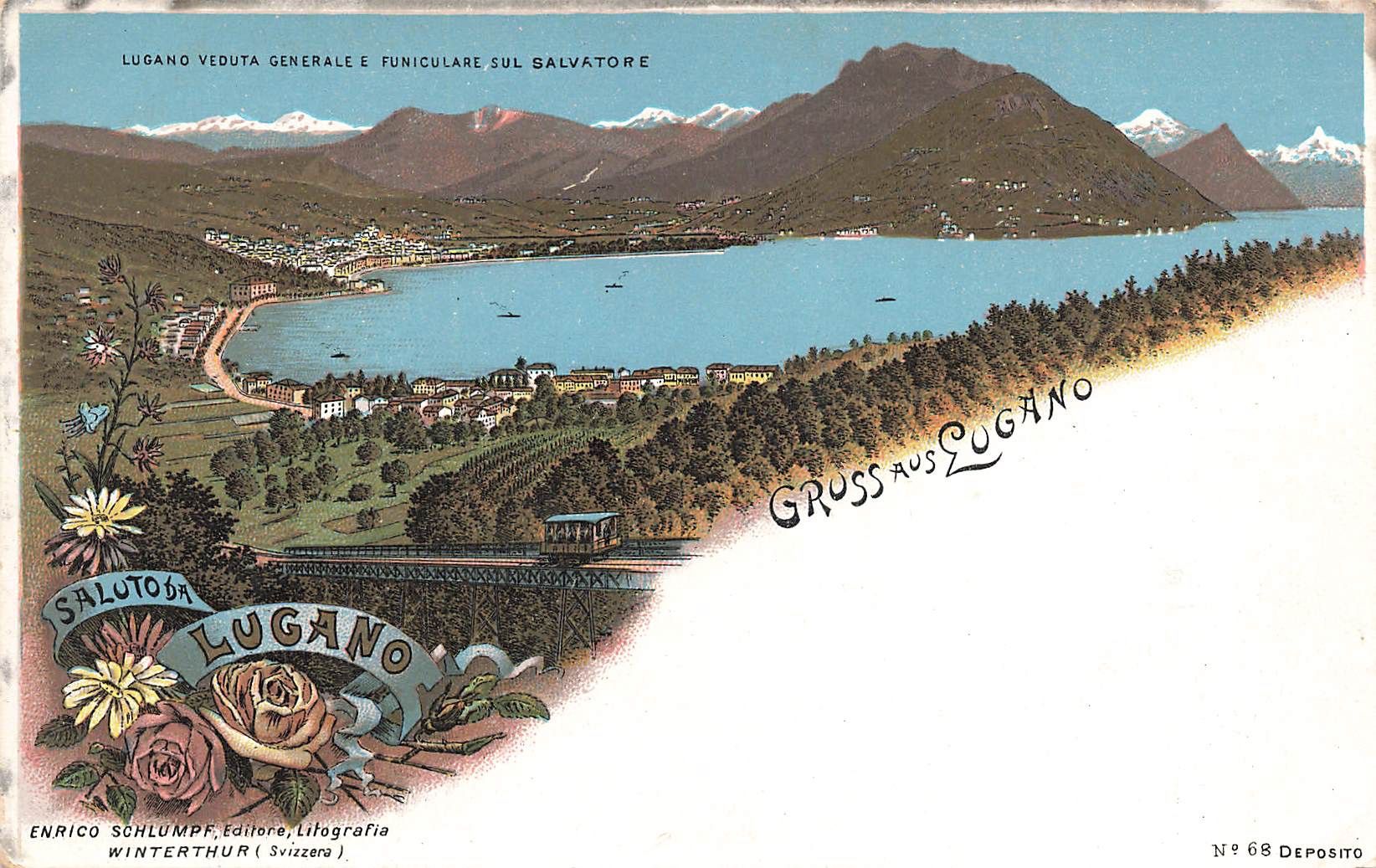Ansichtskarten: Gruss Lugano litho – Gebraucht aus Biasca von Blenio71