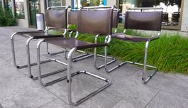 Fünf Freiwischwinger Stühle Textilleder braun MA356