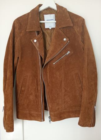 Jack & Jones Echtleder Suede Bikerjacke Cognac Braun M Top!