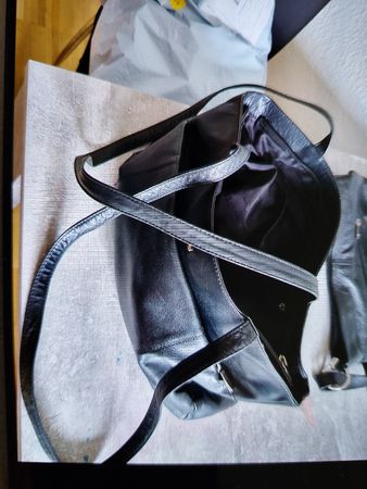 Schultertasche Leder schwarz Damen guter Zustand