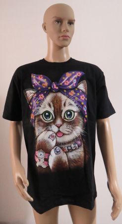 T-Shirt - mit KATZEN Motiv - Grösse: L - Neu