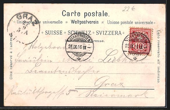 Cartoline postali: Litho Schaffhausen, Panoramablick auf de – Usato da Berlin venduto da bartko-reher 1