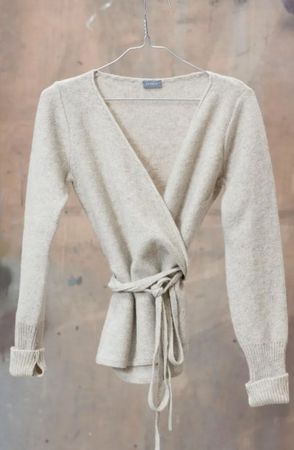 100% organic wool cardigan XS - Beige - Handmade - New