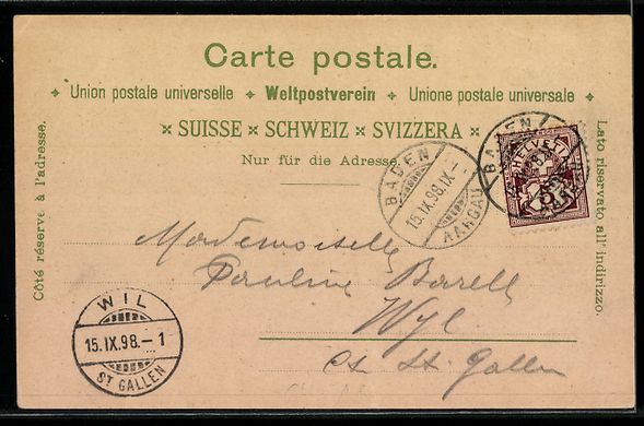 Cartes postales: Litho Baden /Schweiz, Ortsansicht mit Sc – D'occasion à Berlin par bartko-reher 1