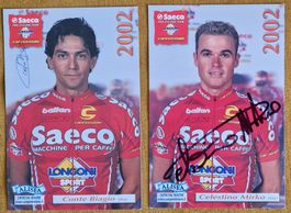 Radsport Team Saeco von 2002, 2 original signierte Ak