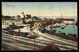 Romanshorn, Bahnhof und Hafen aus der Vo