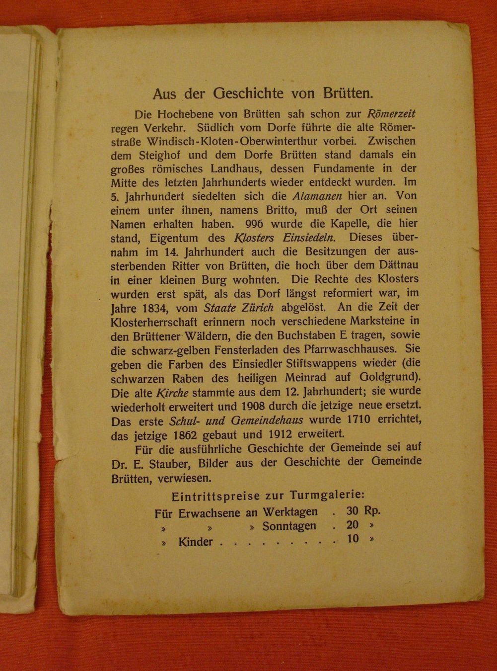 Libri: PANORAMA BRÜTTEN, 1921 – Usato da Grüningen venduto da Kartensammler 1