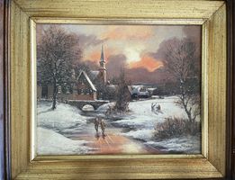 Gemälde signiert N. Noha "Winterlandschaft" Öl auf Leinwand