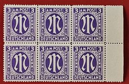 DEUTSCHLAND AM POST BIZONE ALLIIERTE BE. SECHSERBLOCK 1945**