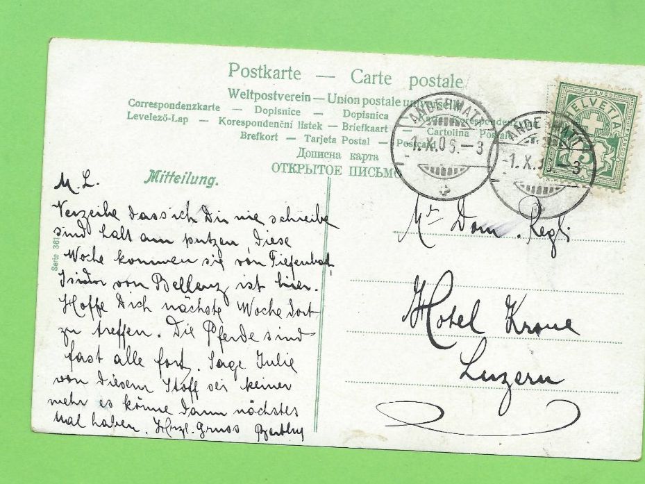 Cartoline postali: Antik Postkarte  um 1905 ... – Usato da Zürich venduto da t24_de 1