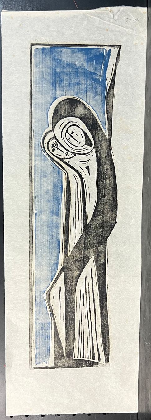 Xilografie: Jean Bünter. Maria mit Kind, 1966. Holzschnitt – Usato da Zumikon venduto da tesoro8853 1