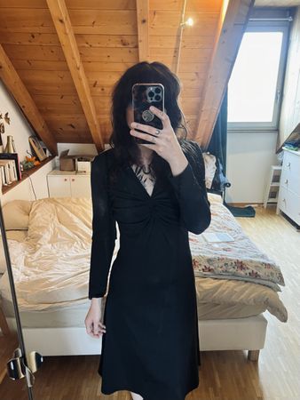 ROBE NOIRE EXTENSIBLE TWIST DÉCOLLETÉ M/L/XL