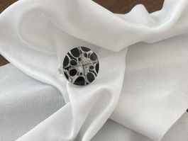 Massiver 925 Silber Statement Ring Mosaik verstellbar 5.5g