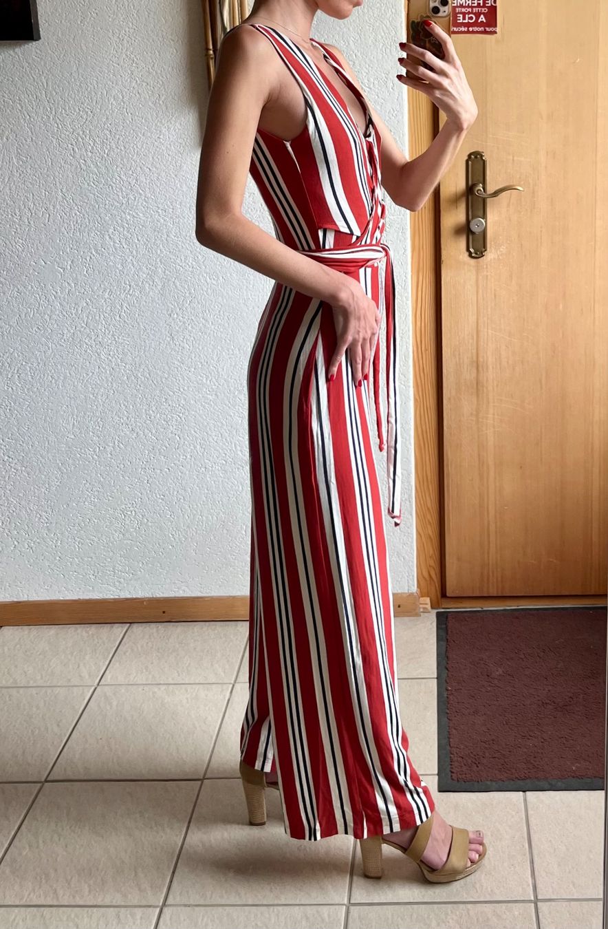 Jumpsuits: Combinaison longue rouge à rayures noires/blanches – Neu (gemäss Beschreibung) aus Ardon von chl_j2df 1