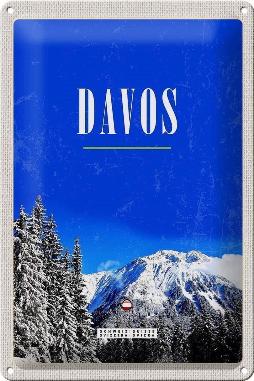 Ecriteaux: Blechschild-DAVOS-WINTERLANDSCHAFT-BERGE – Neuf avec emballage d'origine à Rupperswil par big-one-sale