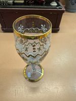 Vintage Weinglas, Handbemalt, Goldrand - Zeitloses Design