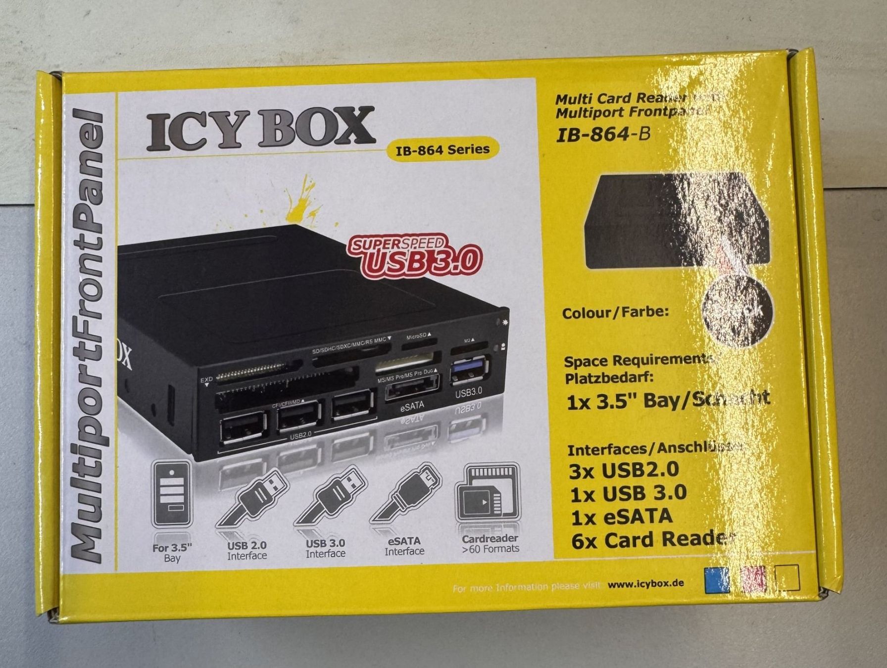 Componenti elettronici: ICY BOX IB-864-B Multiport Frontpanel USB 3.0 Cardreader – Nuovo e nell'imballaggio originale da Roggliswil venduto da wipix