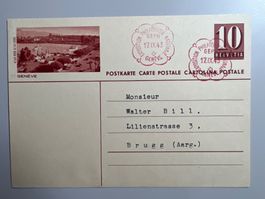 1943 GEPH Genf 10 Rp.Postkarte mit Bild Geneve ET