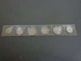 4 Silbereinfränkler + 2 x 50 Rappen Silber ab 1.-