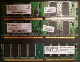 Infineon & Apacer RAM-Riegel, DDR, PC3200, 1x1GB, 2x256MB