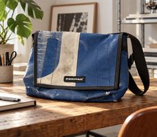 Vintage Freitag Tasche F14 DEXTER Umhängetasche Blau Weiss