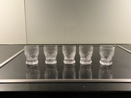 5 Schnapsgläschen farblos Glas Sarpaneva Iitala Aslak 60er