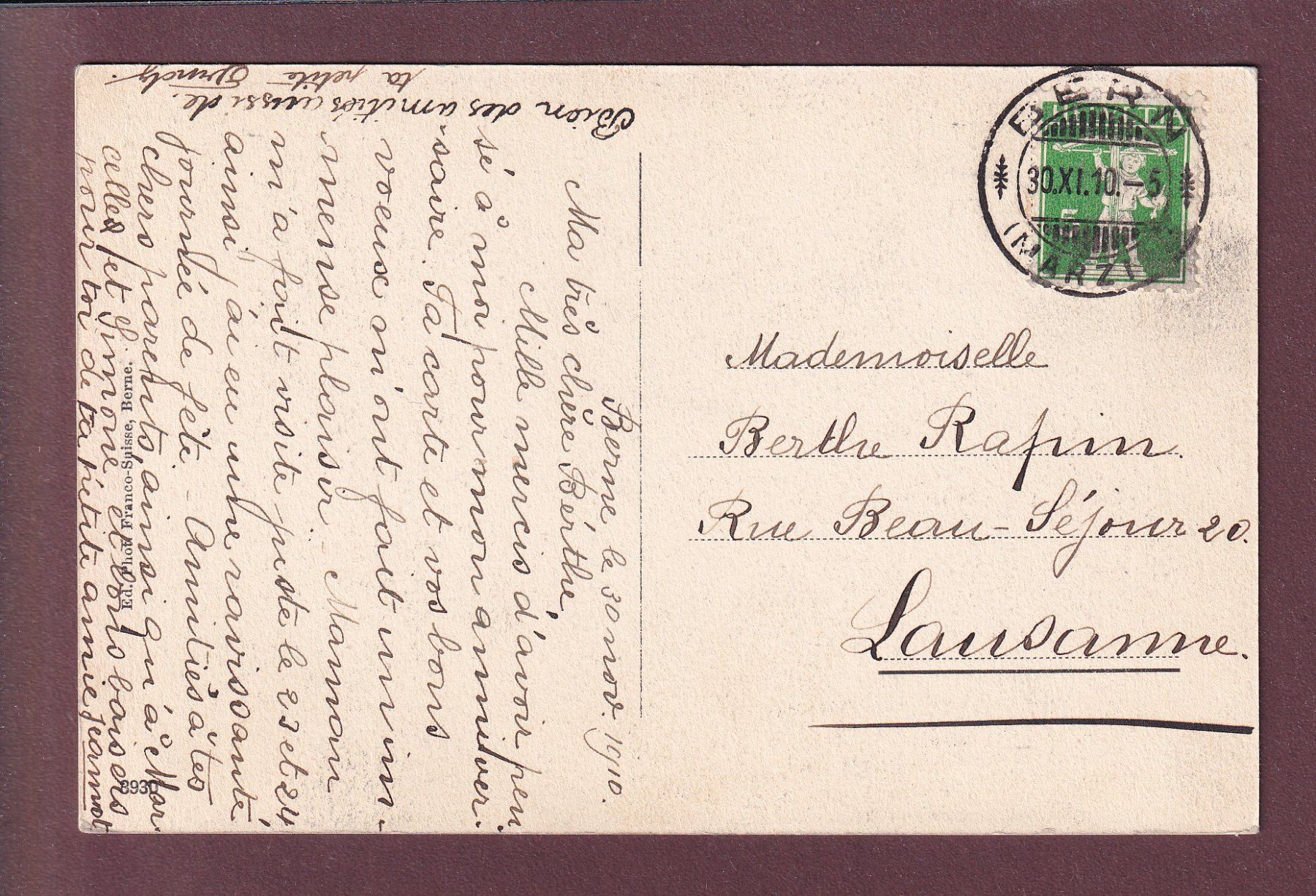 Cartoline postali: BERN - Unter dem Käfigturm - 1910 – Usato da Pully venduto da nicecards 1
