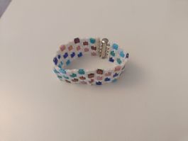 Handgefertigtes Perlenarmband Pastell 15 cm Boho