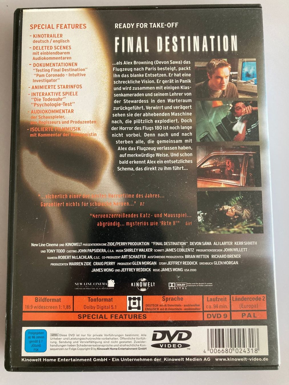Tutti i DVDs: Final Destination - DVD - Nervenzerreissender Horror! – Usato da Chur venduto da Hermes421 1