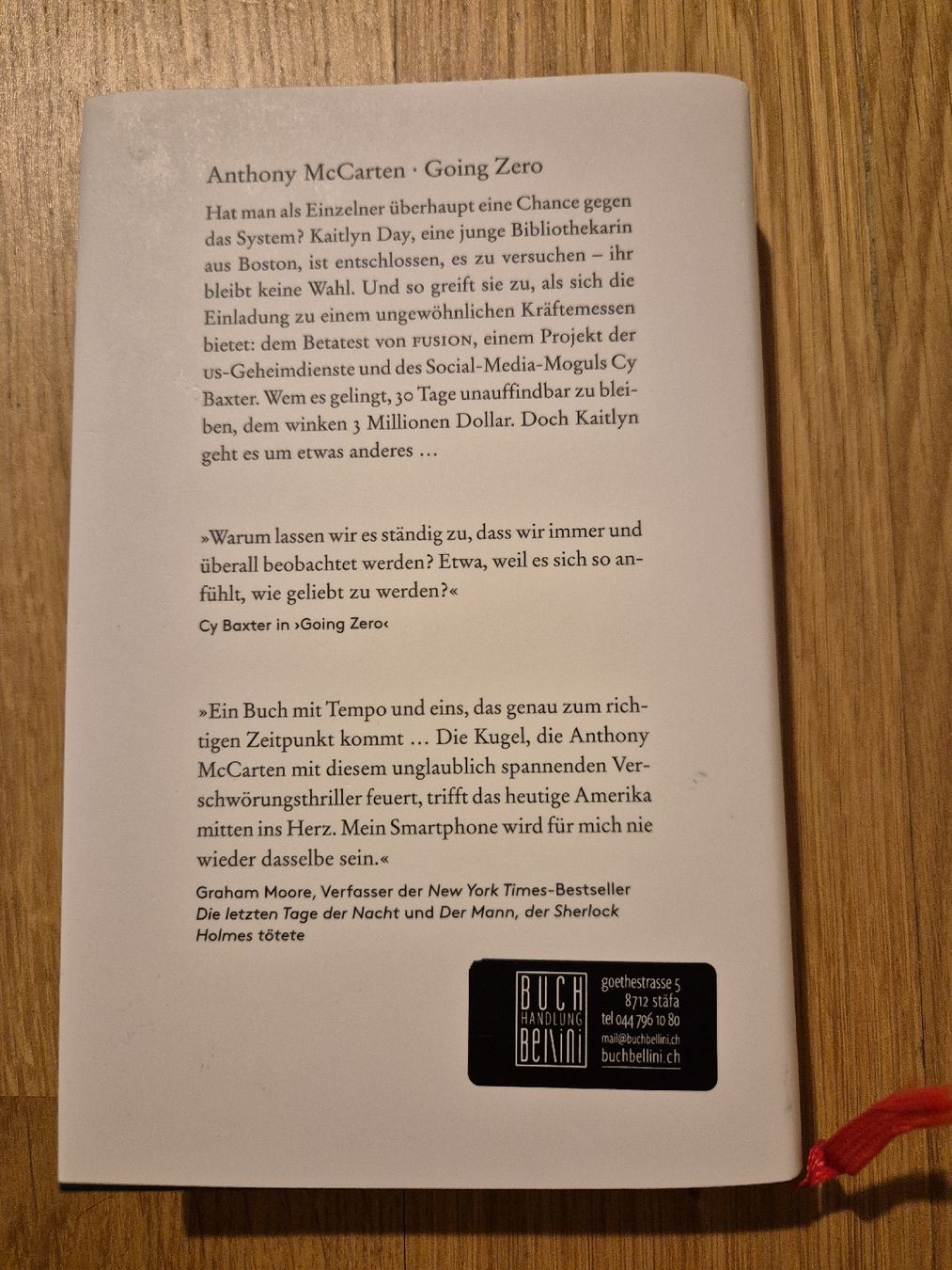 Libri: Anthony McCarten - Going Zero Thriller, sehr spannend! – Usato da Bern venduto da miruslav 1