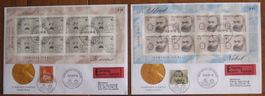 2 feuillets sur lettre Paul Karrer et Alfred Nobel 1er jour