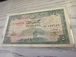 Libanon Banknote 50 Piastres, gebrauchter Zustand SELTEN