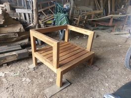 Gartensessel Sessel Teak Holz Outdoor Stuhl Loungesessel