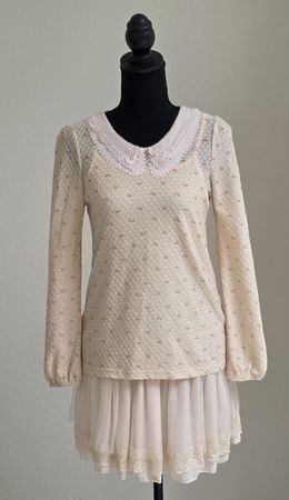Vintage süsses Spitzenkleid mit Rüschen & Schleifchen, Gr XS
