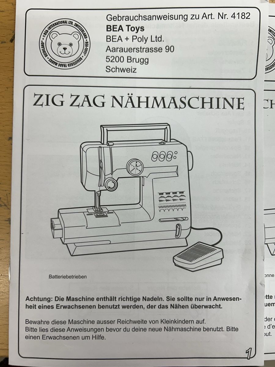 Nähmaschinen: Kindernähmaschine Zig Zag & Straight – Gebraucht aus Zürich von tar_dd2v 2