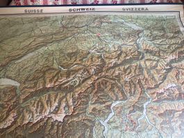 Schulkarte Schweiz antik
