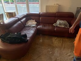Ecksofa Leder Rot, bequem und praktisch für den Sommer