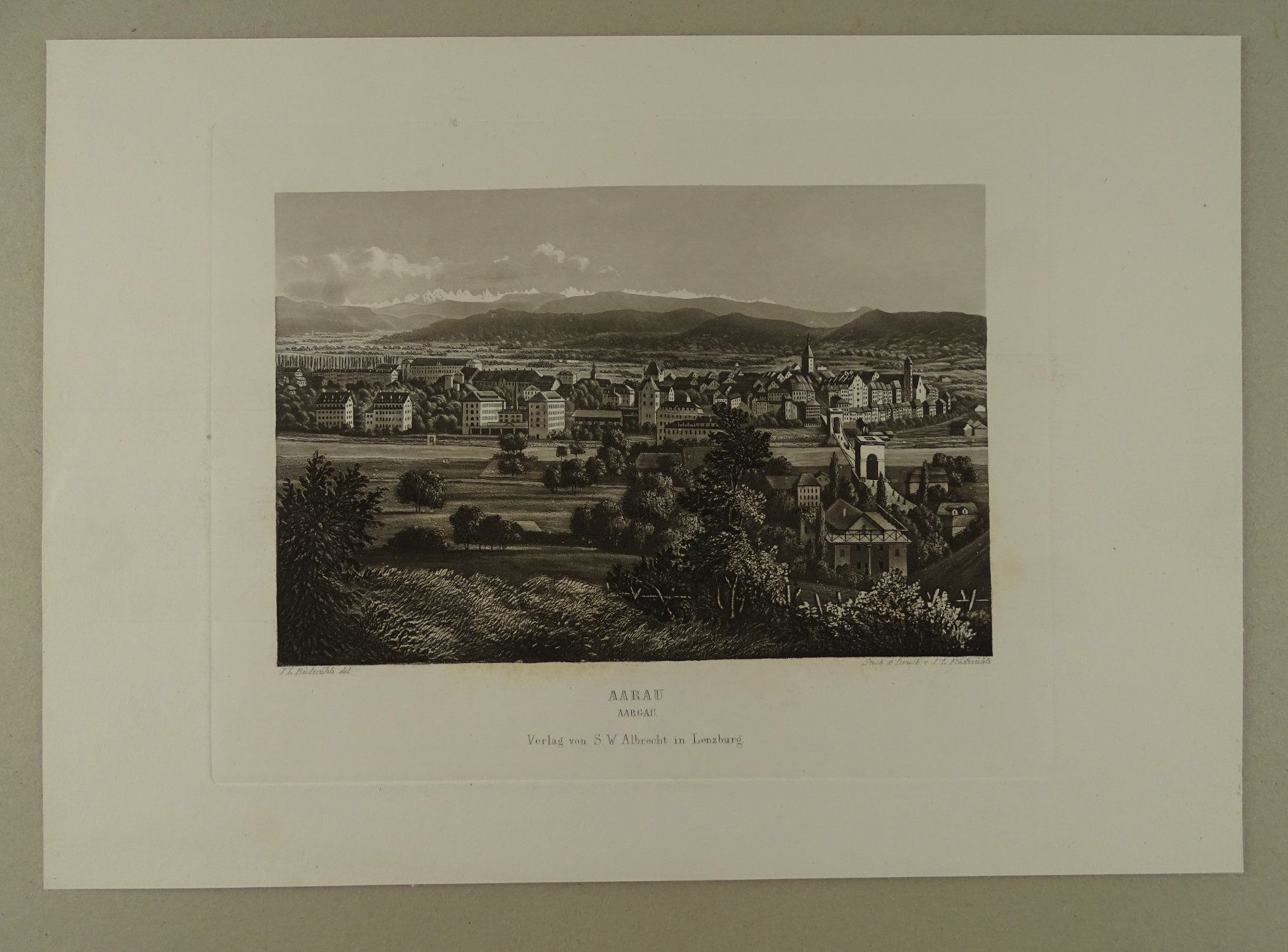 Incisioni: AARAU, STAHLSTICH UM 1870 – Usato da Grüningen venduto da Kartensammler 1