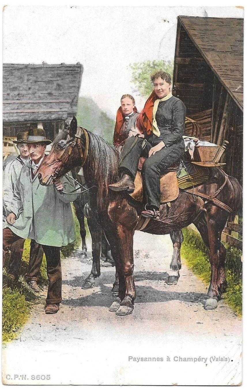 Cartoline postali: Paysannes à Champéry (Valais) – Usato da Olten venduto da clotaldi