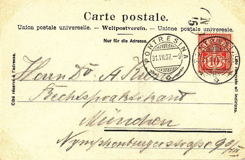 Ansichtskarten: Thusis - Viamala + 1907 – Gebraucht aus Emmenbrücke von teestube 1