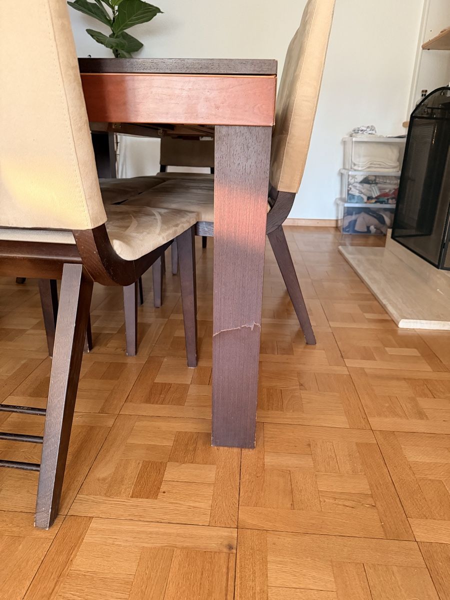 Tischset: Dining table set with 6 chairs extendable used condition – Gebraucht aus Genève von alb_6scd 6